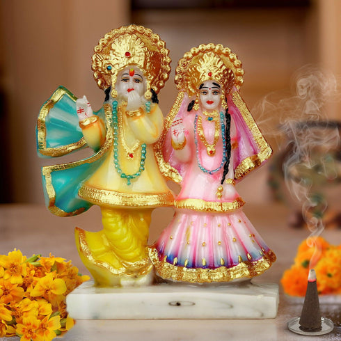 Multicolored Marble Radha Krishna - The Earth Store - God Statue